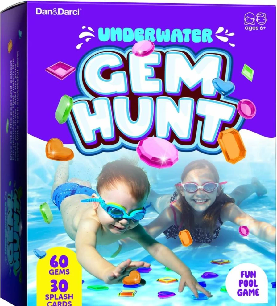 Dan&Darci Pool Gem Hunt Diving Game for Kids - Fun Water Toys for Ages 6-12, Summer Swimming Pool Games, Outdoor Dive Toys for Boys & Girls, Best Gifts for 6-8 & 8-12 Year Olds