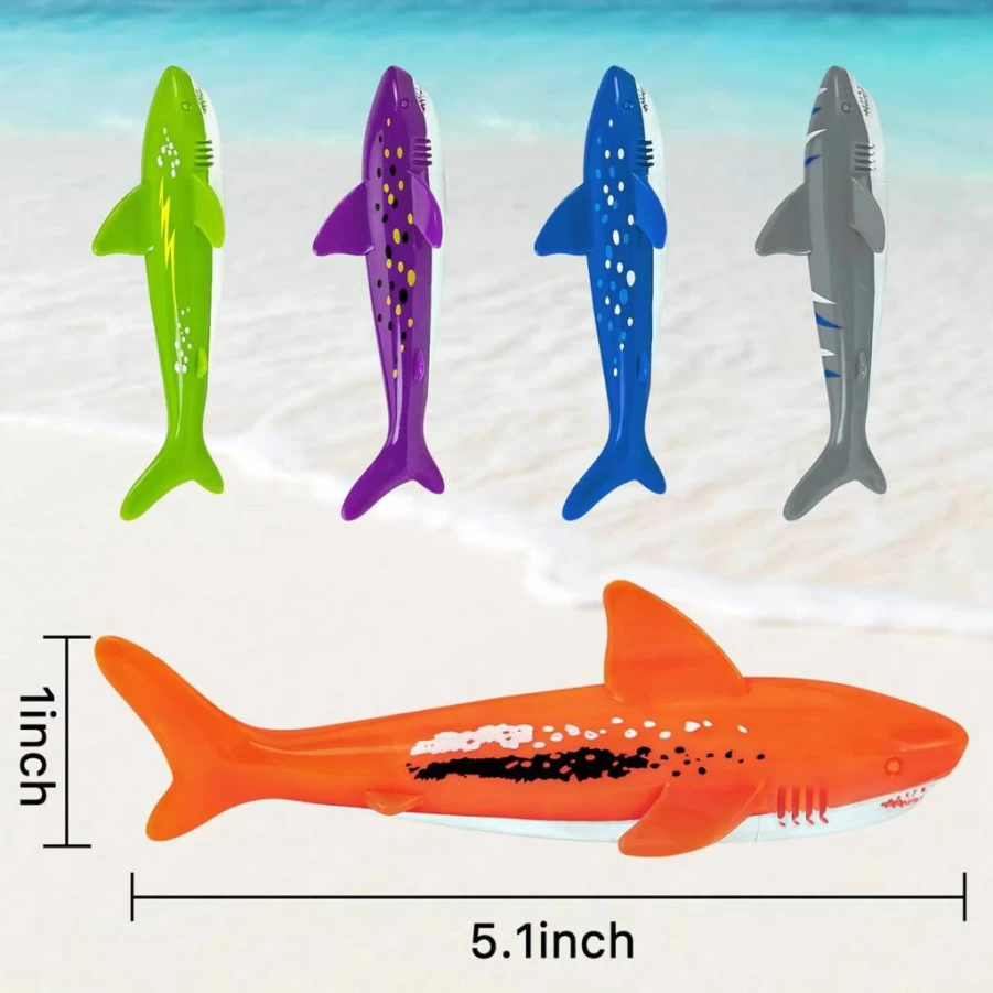 YHmall 5-Pack Underwater Diving Torpedo Toys for Kids - Shark Pool Toys, Swimming Training, Water Rockets & Dive Games for Learning to Swim