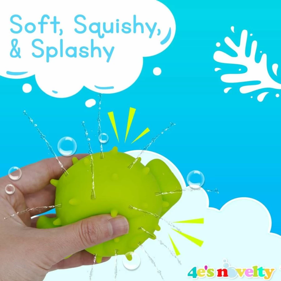 4E's Novelty Octopus Water Balls 4-Pack - Pool Floating Toys for Kids, Sensory Bath & Swim Game, Splash Water Bombs for Outdoor Summer Fun
