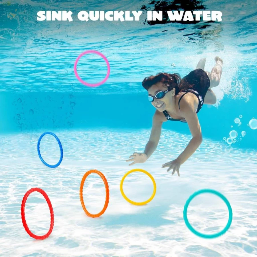 JOYIN 8-Piece Colorful Dive Rings Set for Kids - Underwater Swimming Pool Toys, Diving Training Gear, Summer Water Fun Games, Ideal Kids Gift for Swim Training & Pool Parties