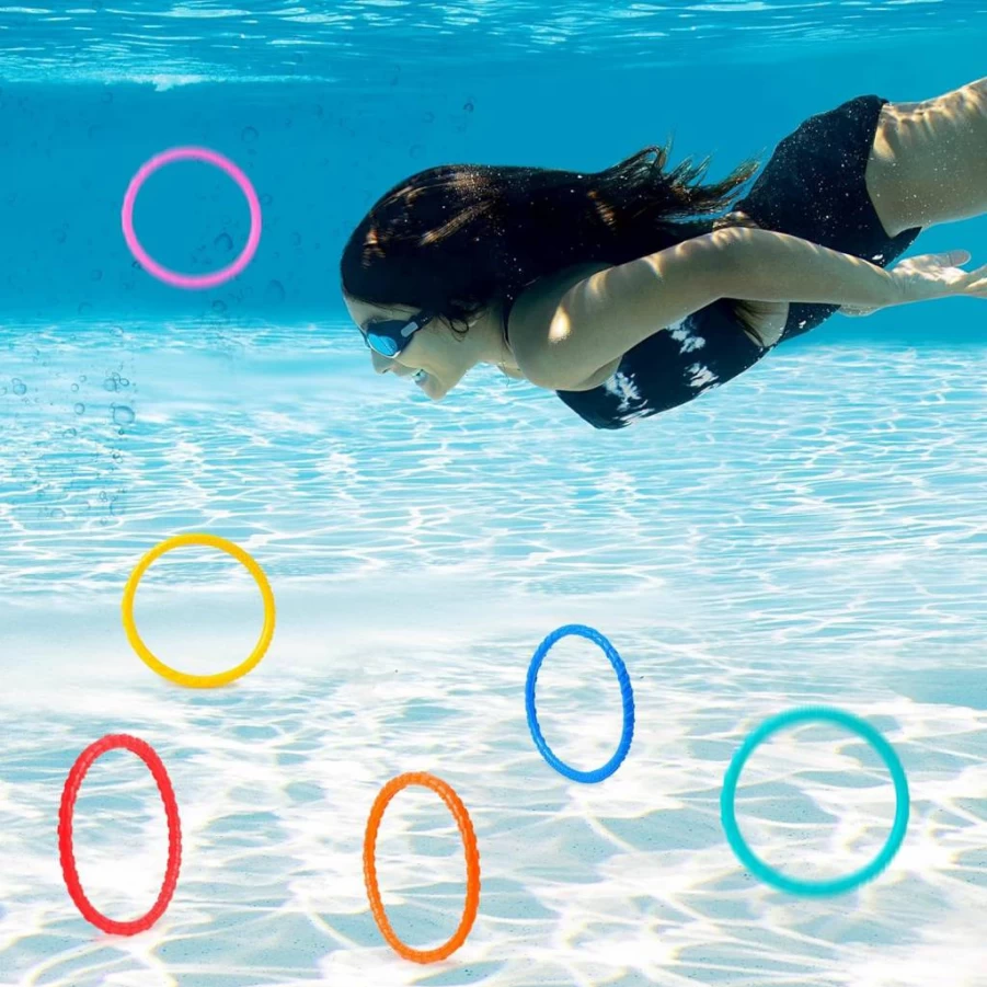 JOYIN 8-Piece Colorful Dive Rings Set for Kids - Underwater Swimming Pool Toys, Diving Training Gear, Summer Water Fun Games, Ideal Kids Gift for Swim Training & Pool Parties