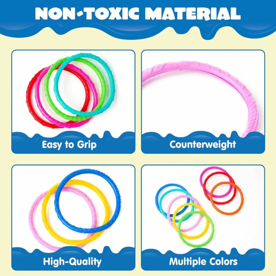 JOYIN 8-Piece Colorful Dive Rings Set for Kids - Underwater Swimming Pool Toys, Diving Training Gear, Summer Water Fun Games, Ideal Kids Gift for Swim Training & Pool Parties