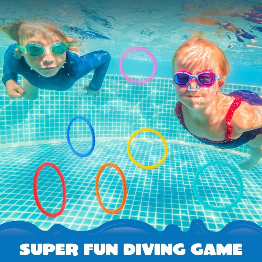JOYIN 8-Piece Colorful Dive Rings Set for Kids - Underwater Swimming Pool Toys, Diving Training Gear, Summer Water Fun Games, Ideal Kids Gift for Swim Training & Pool Parties