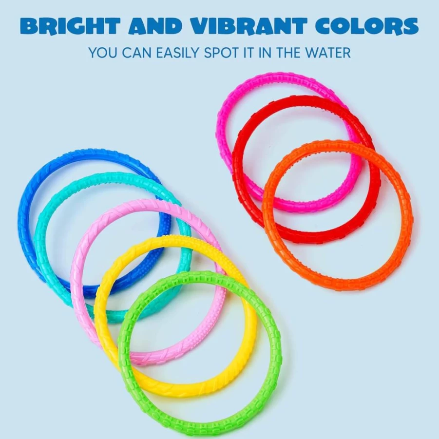JOYIN 8-Piece Colorful Dive Rings Set for Kids - Underwater Swimming Pool Toys, Diving Training Gear, Summer Water Fun Games, Ideal Kids Gift for Swim Training & Pool Parties