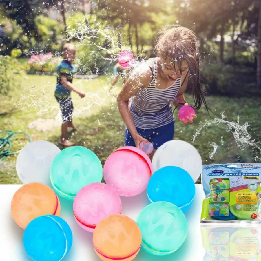 ZUPIIY Reusable Silicone Water Balloons for Kids & Adults - 12 Pack Self-Sealing Water Bombs, Quick Fill Pool Party Supplies, Summer Outdoor Splash Toys for Beach, Garden, and Backyard Fun