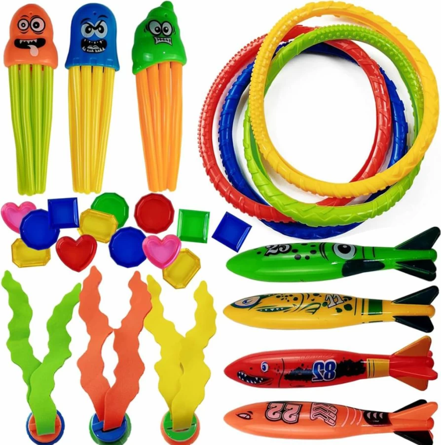 RONYOUNG 50-Piece Pool Diving Toys Set for Kids, Toddlers & Adults - Fun Swimming Pool Games & Dive Sticks for Family, All Ages Water Play Accessories