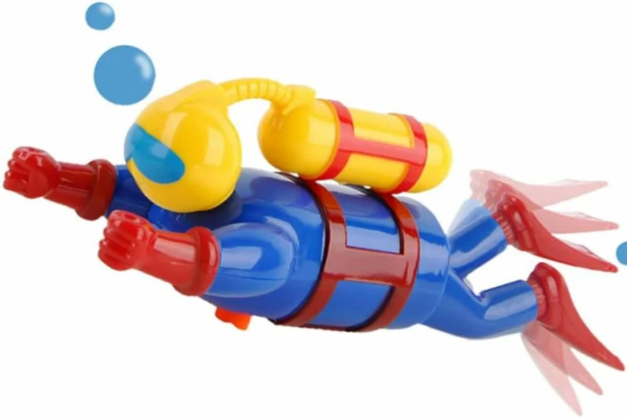 NEXTAKE Wind-Up Scuba Diver Bath Toy for Kids - Fun Swimming Pool & Bathtub Water Toy, Diving Frogman Action Figure