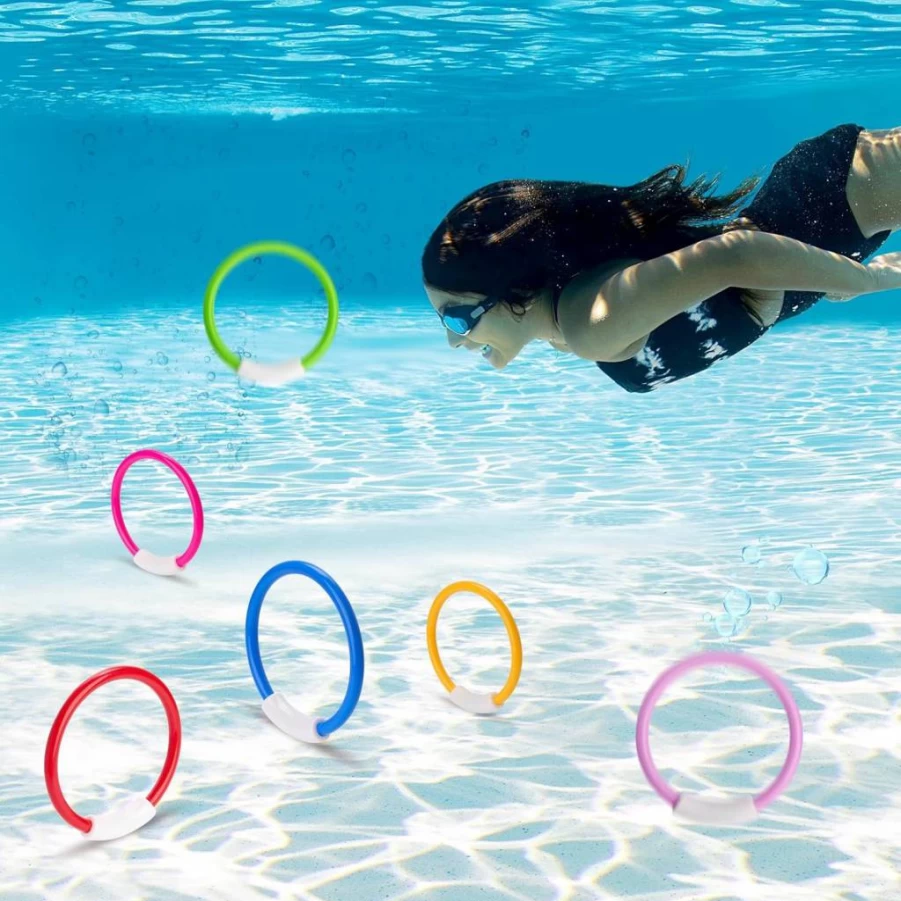 JOYIN 8-Piece Colorful Dive Rings Set for Kids - Underwater Swimming Pool Toys, Summer Water Games, and Diving Training Fun Gifts