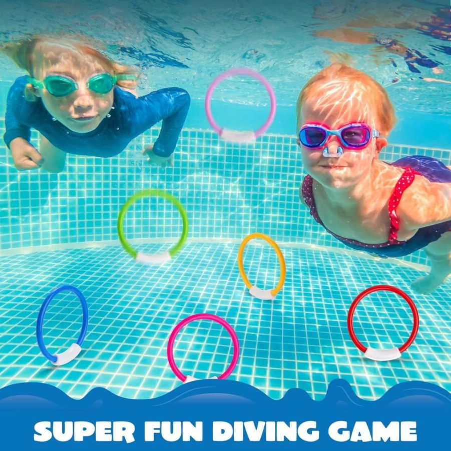 JOYIN 8-Piece Colorful Dive Rings Set for Kids - Underwater Swimming Pool Toys, Summer Water Games, and Diving Training Fun Gifts