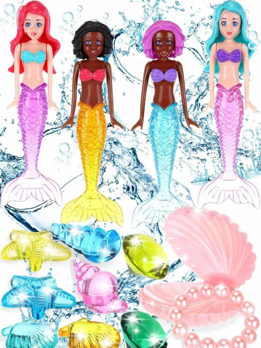 Civaner 14-Piece Kids Diving Toys Set with Mermaid Dolls, Treasure Chests & Shells for Pool, Beach & Underwater Play – Fun Water Sinking Swim Game for Toddlers, Boys & Girls – Ideal Summer Gift