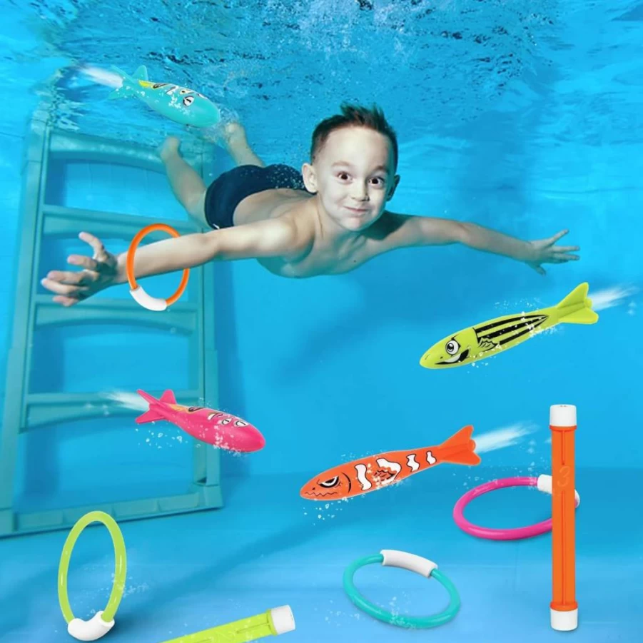 Korlon Tec Pool Diving Toys Set for Kids & Adults - Underwater Swim Training Game for Ages 4-12, Fun Summer Water Toys for Boys and Girls