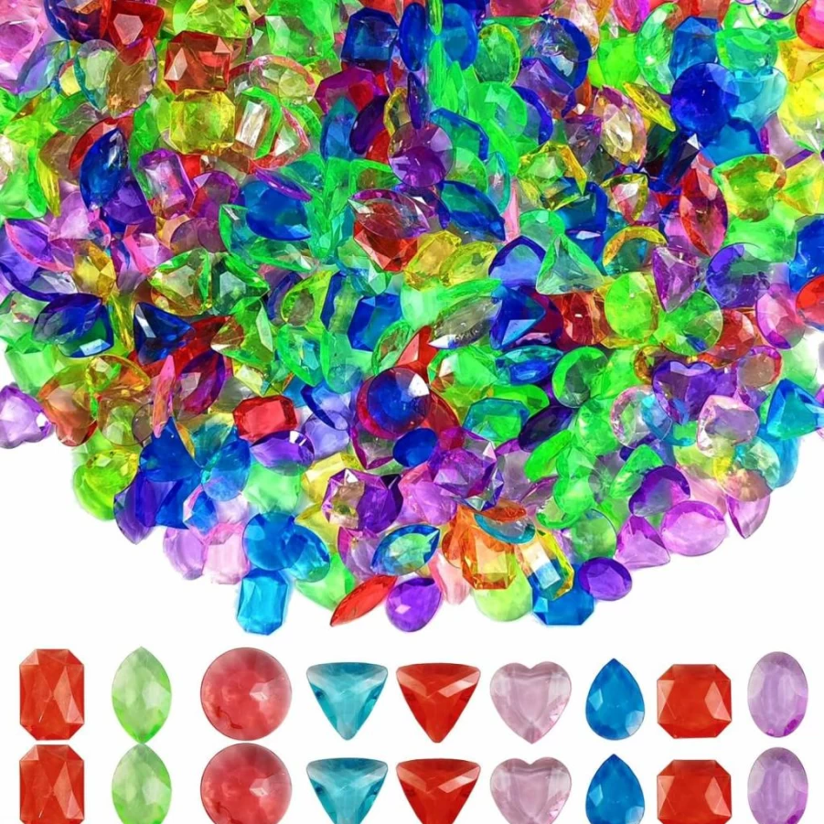 ROYHOO 150Pcs Colorful Acrylic Gemstones for Pool Diving, Pirate Treasure Toys, Vase Filler, Beach Party Favors, and Home Decor