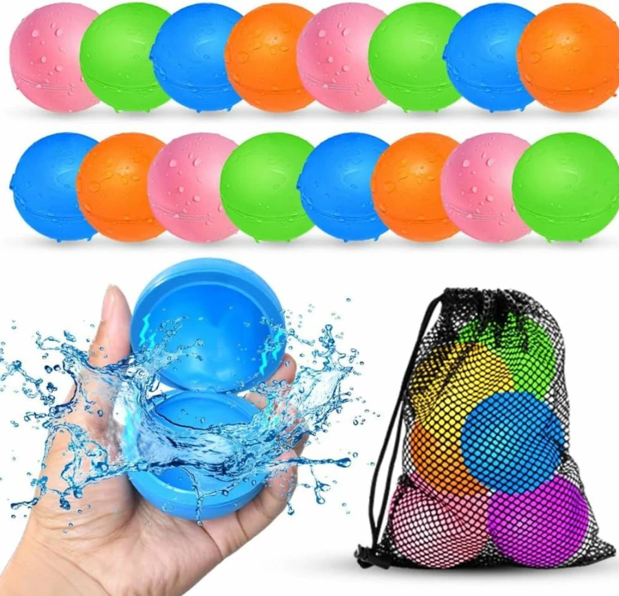 Smirodi 12 Pack Reusable Water Balloons for Kids, Outdoor Summer Pool Beach Toys for Boys and Girls Ages 3-12, Eco-Friendly Water Bomb Party Games