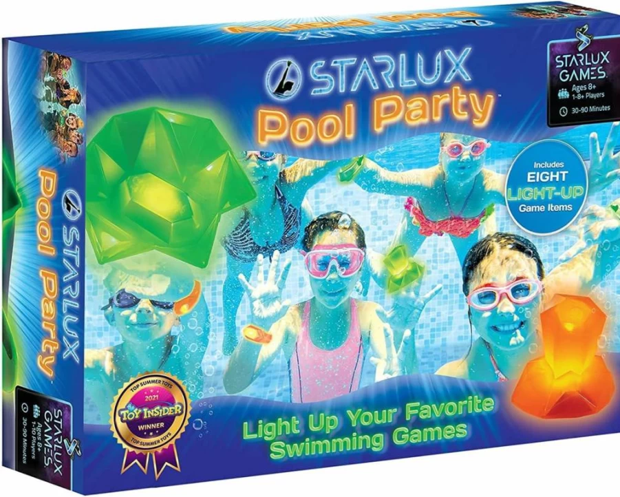 Starlux Games Glow in The Dark Pool Toys for Kids – Eco-Friendly Swimming Bracelets, Floating Lights & Diving Gems – 10 Fun Play Options for 1-8 Players Ages 8+