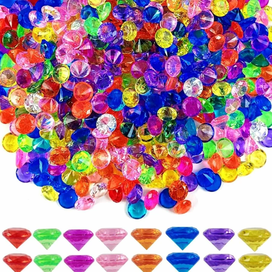 ROYHOO 140Pcs Pirate Treasure Gemstones, Colorful Acrylic Diamond Jewels for Kids Party Favors, Beach Pirate Decorations, Fake Bling Gems Toys Bulk (Mixed Colors)