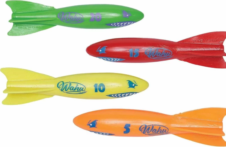 WAHU Pool Toys for Kids - 5" Diving Sticks & 4 Underwater Torpedoes Set, Glides Up to 20 Feet, Ages 5+ Swimming Game Accessories