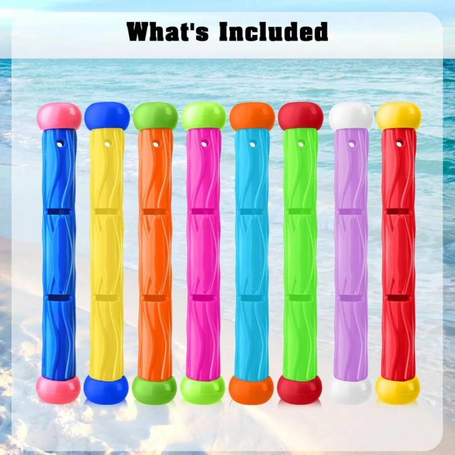 Leislam 16 Pcs Pool Diving Toys Set for Kids Ages 3-12, Underwater Swimming Training Rings & Sticks, Summer Water Games with Storage Bag, Ideal Gift for Boys and Girls