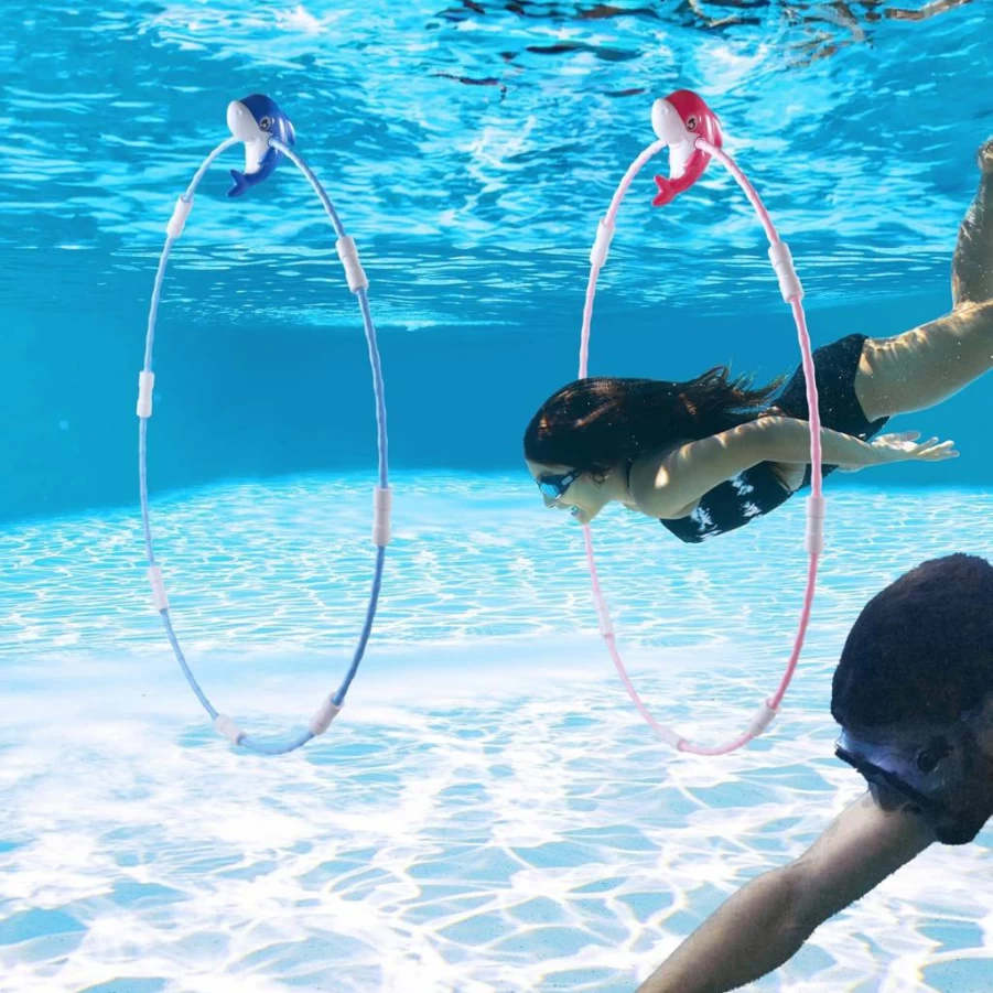 SYNCFUN Pool Diving Rings for Kids - 2 Pack Swim Through Rings for Underwater Games, Summer Activities, and Outdoor Pool Party Fun