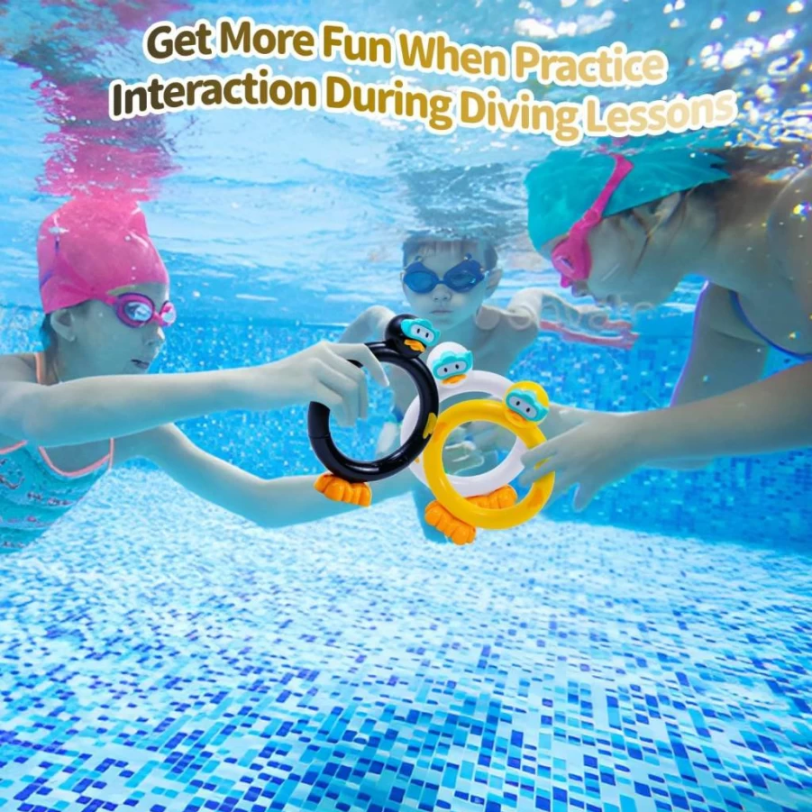 Crazy Music 3-Pack Diving Rings Pool Toys for Underwater Games, Summer Swimming Duck Fun, Water Play Accessories for Kids & Adults