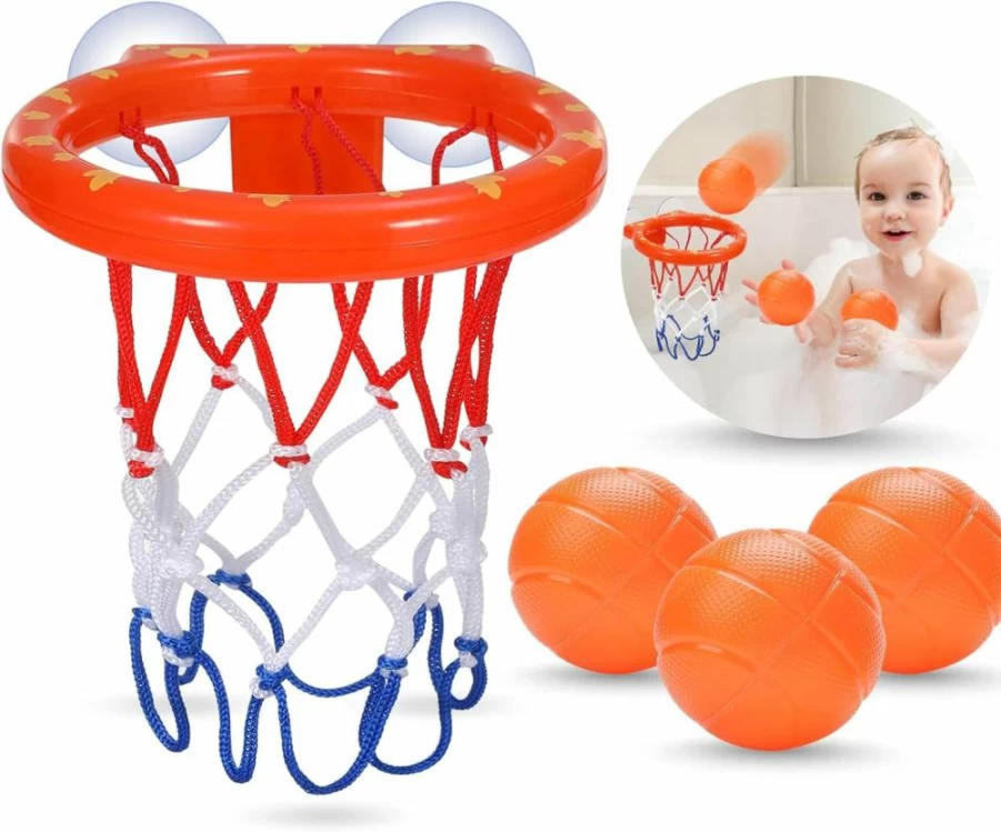 KSABVAIA Bathtub Basketball Hoop for Kids with Suction Cup & 3 Balls - Fun Bath Toys for Toddlers Ages 4-8, Boys Girls Shower Play Set