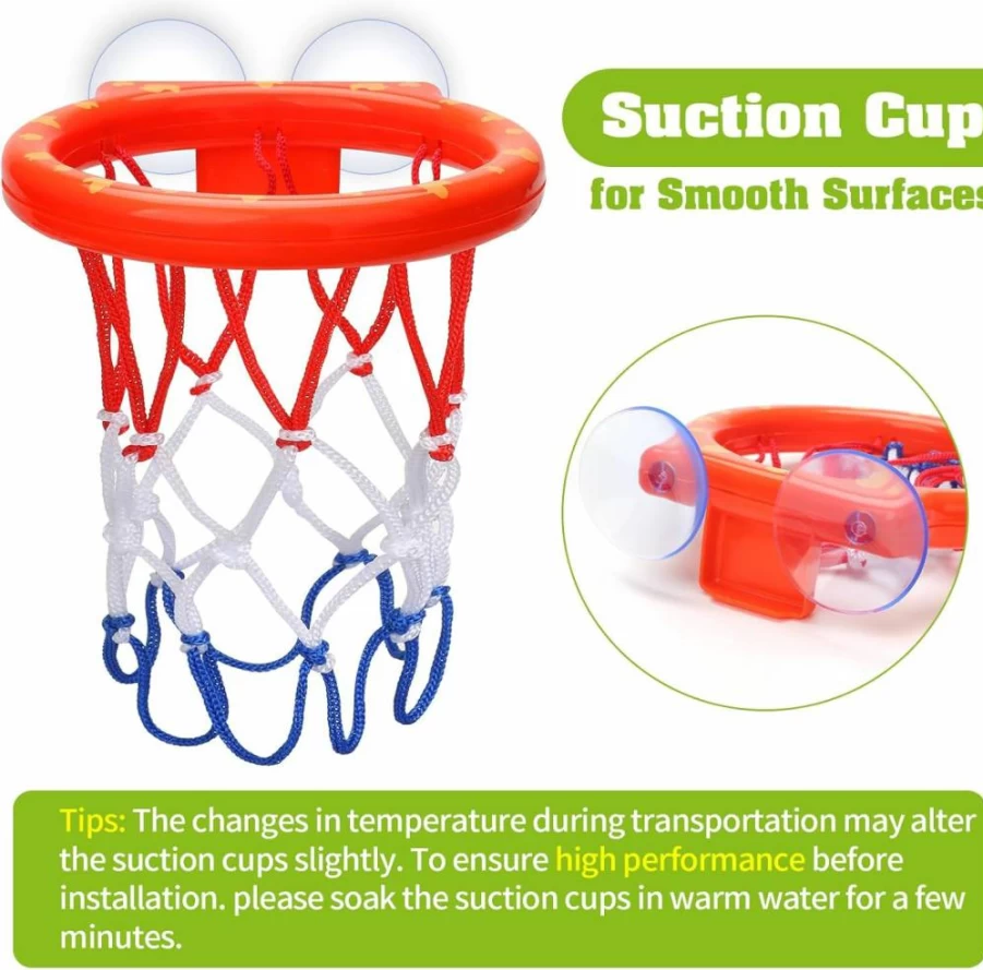 KSABVAIA Bathtub Basketball Hoop for Kids with Suction Cup & 3 Balls - Fun Bath Toys for Toddlers Ages 4-8, Boys Girls Shower Play Set