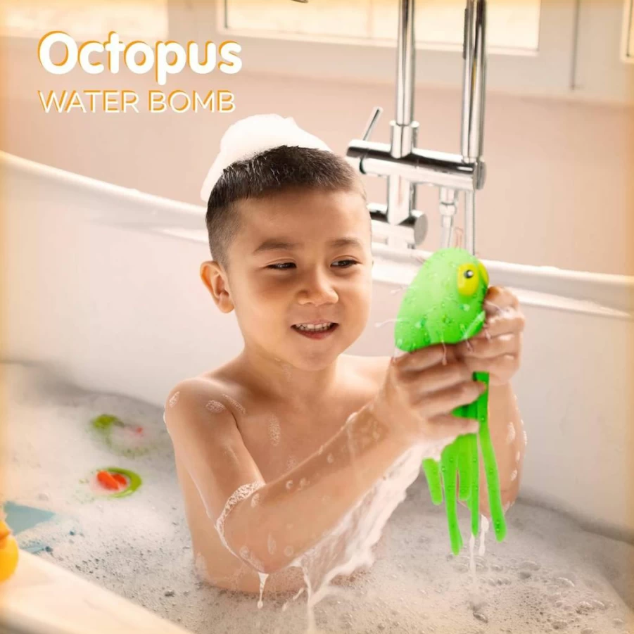 4E's Novelty Octopus Water Balls - 6-Pack Sensory Pool Toys for Kids, Floating Bath & Swim Toys, Splash Bombs for Toddlers, Easter Basket Fillers, Summer Water Play