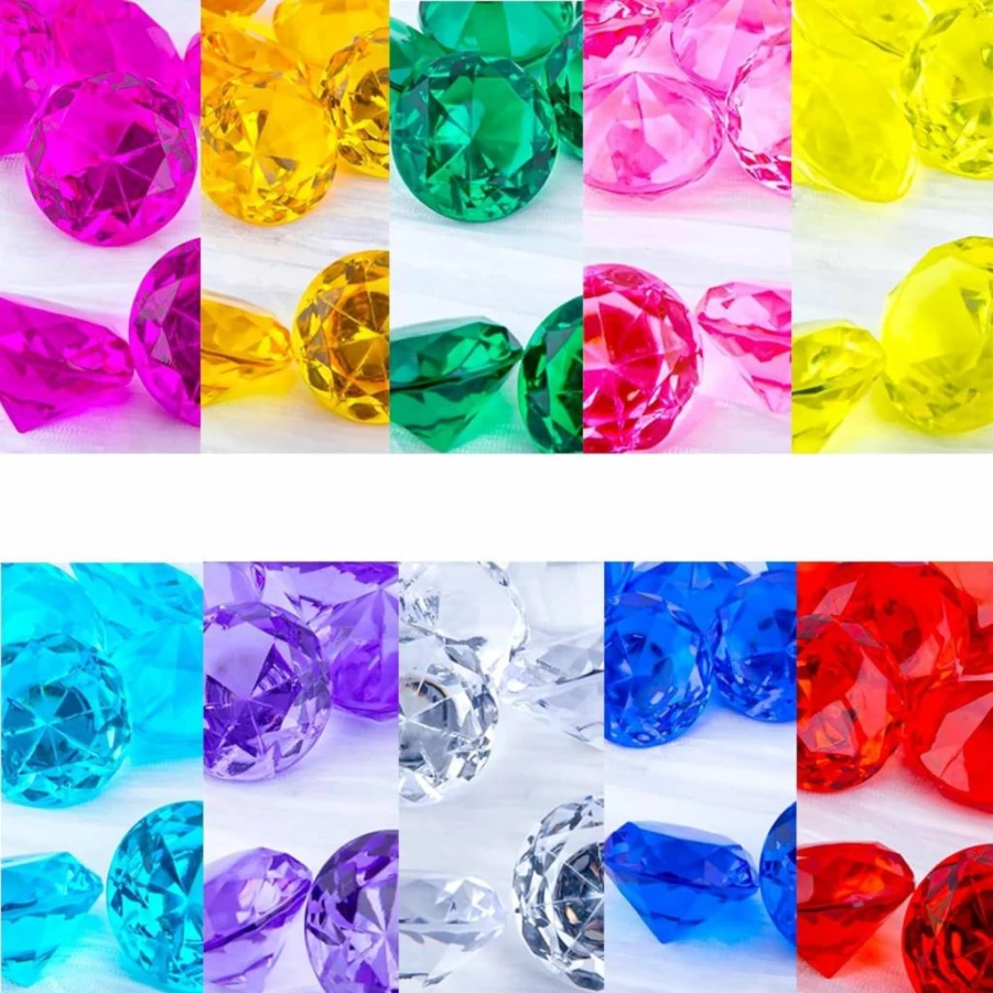 Niceup 26Pcs Large Acrylic Gemstones for Kids - Mermaid Treasure, Pirate Booty, Bath & Hide and Seek Toys, Party Favors, Princess Decorations (1.57 Inch Diamonds)