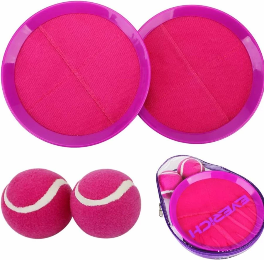 EVERICH TOY Sticky Ball Catch Game Set - 4 Paddles & 4 Balls for Kids Ages 3-12, Indoor Outdoor Beach Pool Toys, Fun Birthday Easter Gifts for Boys Girls