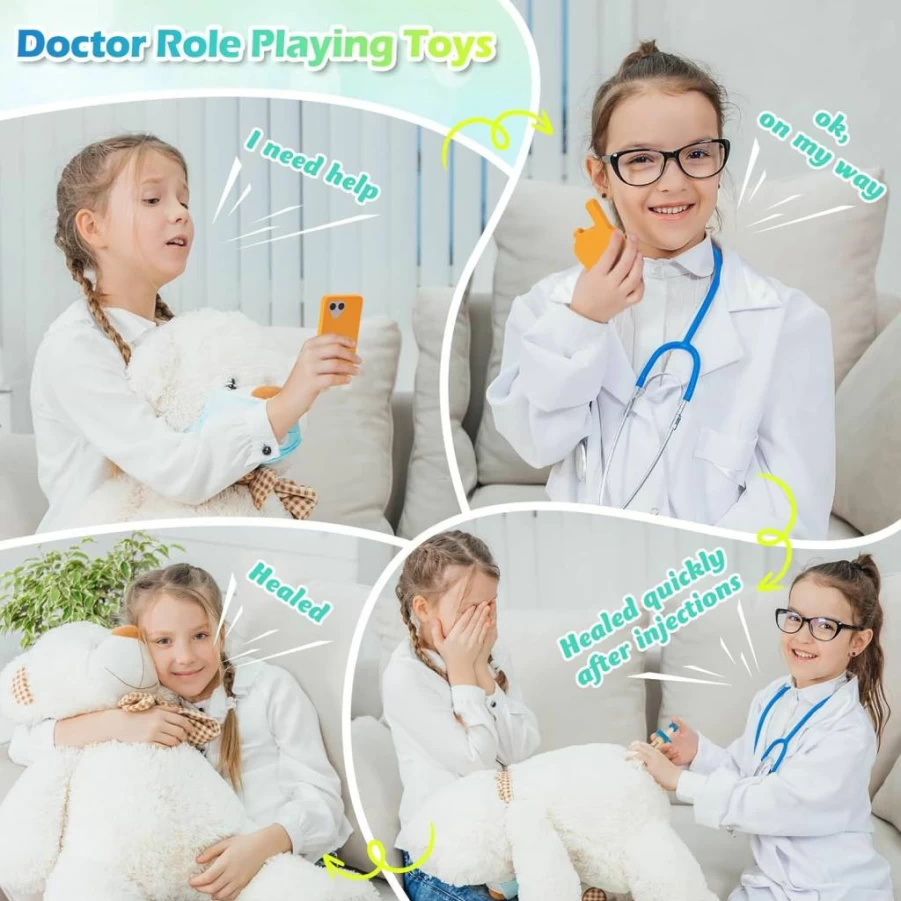 Sundaymot Kids Doctor Play Set - 34 Piece Pretend Medical Kit with Stethoscope, Toy Doctor Bag & Role-Play Accessories for Boys & Girls Ages 3-5