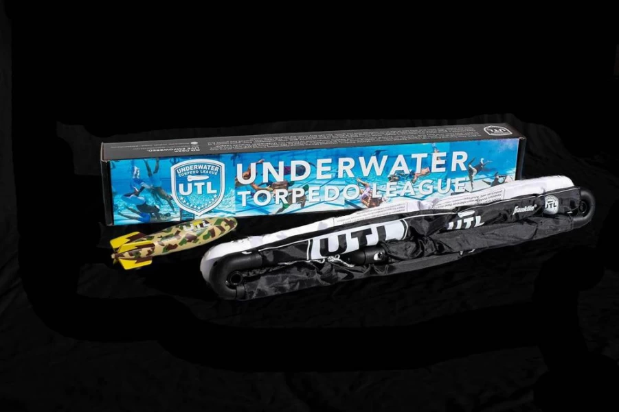 Underwater Torpedo League Official UTL Game in a Box: 28x20 Inch Portable Pool Game Set with Torpedoes (3 lbs)