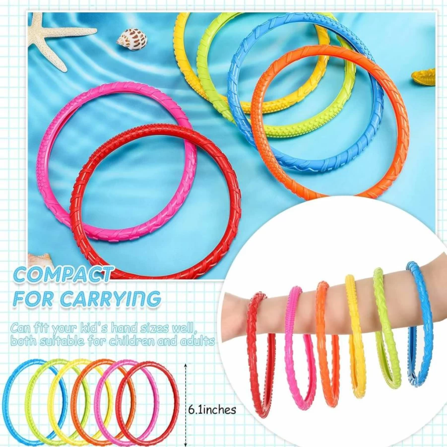 Lewtemi 30-Piece Rainbow Diving Ring Set for Kids and Adults - Colorful Pool Toys for Swimming & Water Games - Easy to Grab 6 Bright Colors