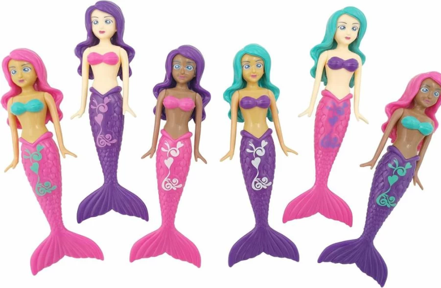 BANZAI Magical Mermaids Dive Game Set - 6 Pack Kids Pool Toys for Underwater Fun