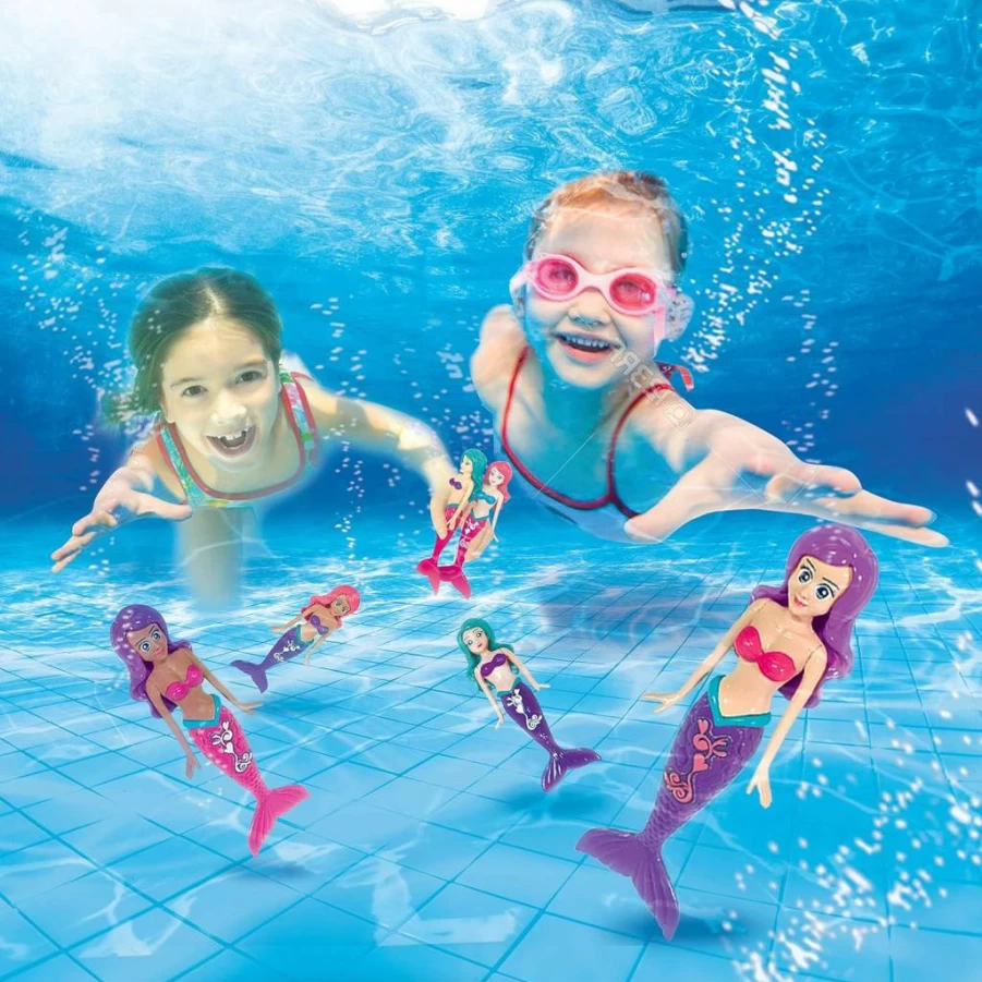 BANZAI Magical Mermaids Dive Game Set - 6 Pack Kids Pool Toys for Underwater Fun