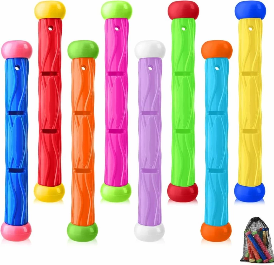 Navdlizu 8-Piece Underwater Dive Rings Set for Kids - Colorful Sinking Pool Toys with Storage Bag, Swimming Training Gear for Ages 8-12, Ideal for Pool Parties & Water Games