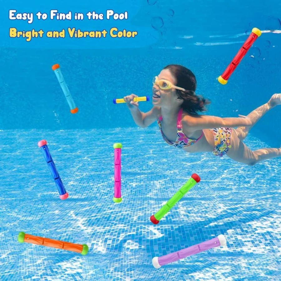 Navdlizu 8-Piece Underwater Dive Rings Set for Kids - Colorful Sinking Pool Toys with Storage Bag, Swimming Training Gear for Ages 8-12, Ideal for Pool Parties & Water Games