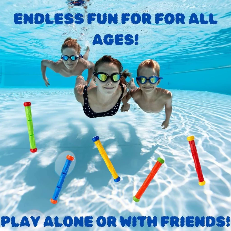 JOEY'Z Fast Sinking Diving Sticks for Kids Ages 8-12 - Multicolored Pool Toys for Swimming & Water Games