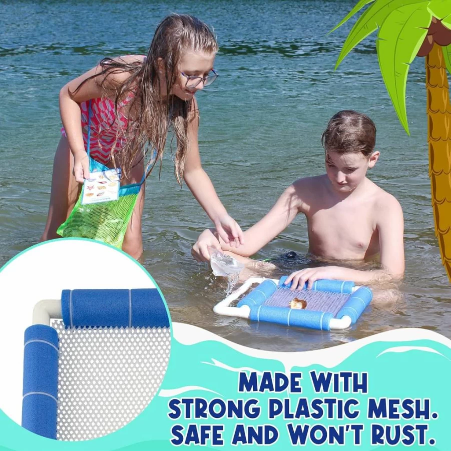 Attatoy Shark Tooth Hunting Kit with Sand Sifter, Mesh Screen, Scoop, Clips, Storage Bag & Treasure Guide for Beach Exploration