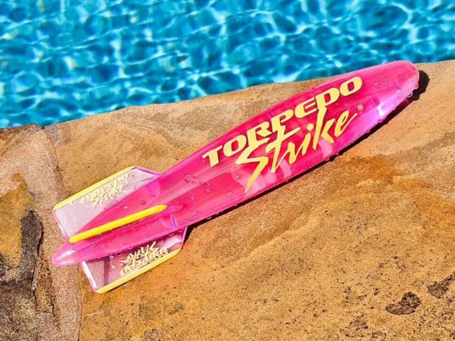 Torpedo Strike 10.25" Large Pool Torpedo Toy for Underwater Games – Premium Diving Glider Spins & Glides Up to 30 Feet, Perfect for Swimming Pool Fun (Pink)