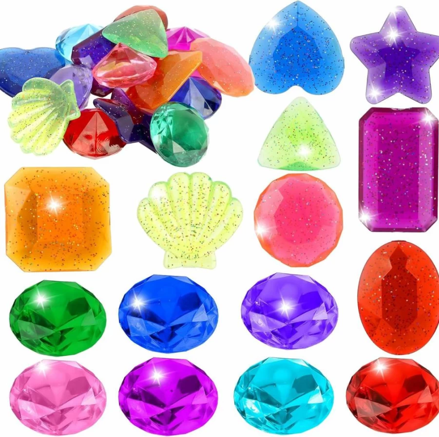 Yicelerate 16-Piece Colorful Diving Gem Pool Toys for Kids, Pirate Treasure Underwater Swimming Training Gifts, Summer Water Games for Party Favors & Birthday Decorations