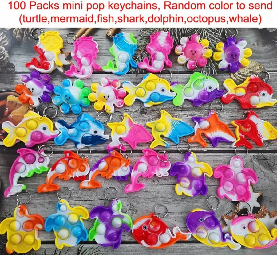 Goodangie00 Mini Pop Fidget Toys - Ocean Animal Set (Turtle, Octopus, Dolphin, Mermaid, Shark) Bulk Party Favors for Kids, Classroom Prizes, Summer Gifts