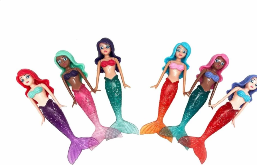 BANZAI 6-Piece Mermaid Dive Toys Set with Glittery Sparkle Tails for Kids - 6 Pack Swimming Pool Toys