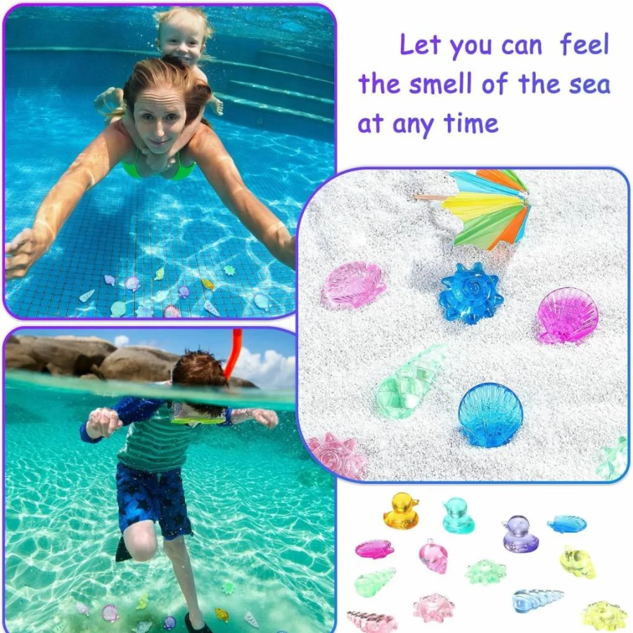 Skylety 24-Piece Retro Diving Gem Set with Ocean-Themed Acrylic Diamonds & Marine Animals for Pool Treasure Hunt - Pirate Party Favors in Clear Storage Box
