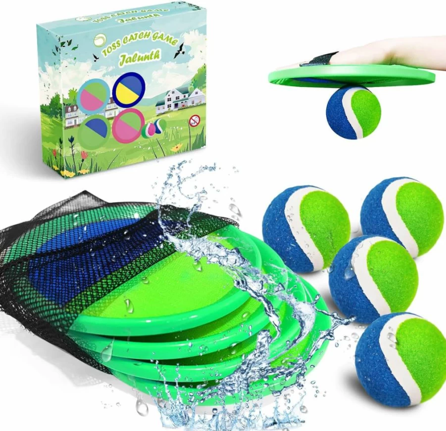 Jalunth Ball Catch Paddle Set - Outdoor Beach & Backyard Toss Game for Kids Ages 3-12, Adults & Family - Fun Camping, Pool, Lawn Toys for Boys, Girls - Ideal Christmas & Easter Gift