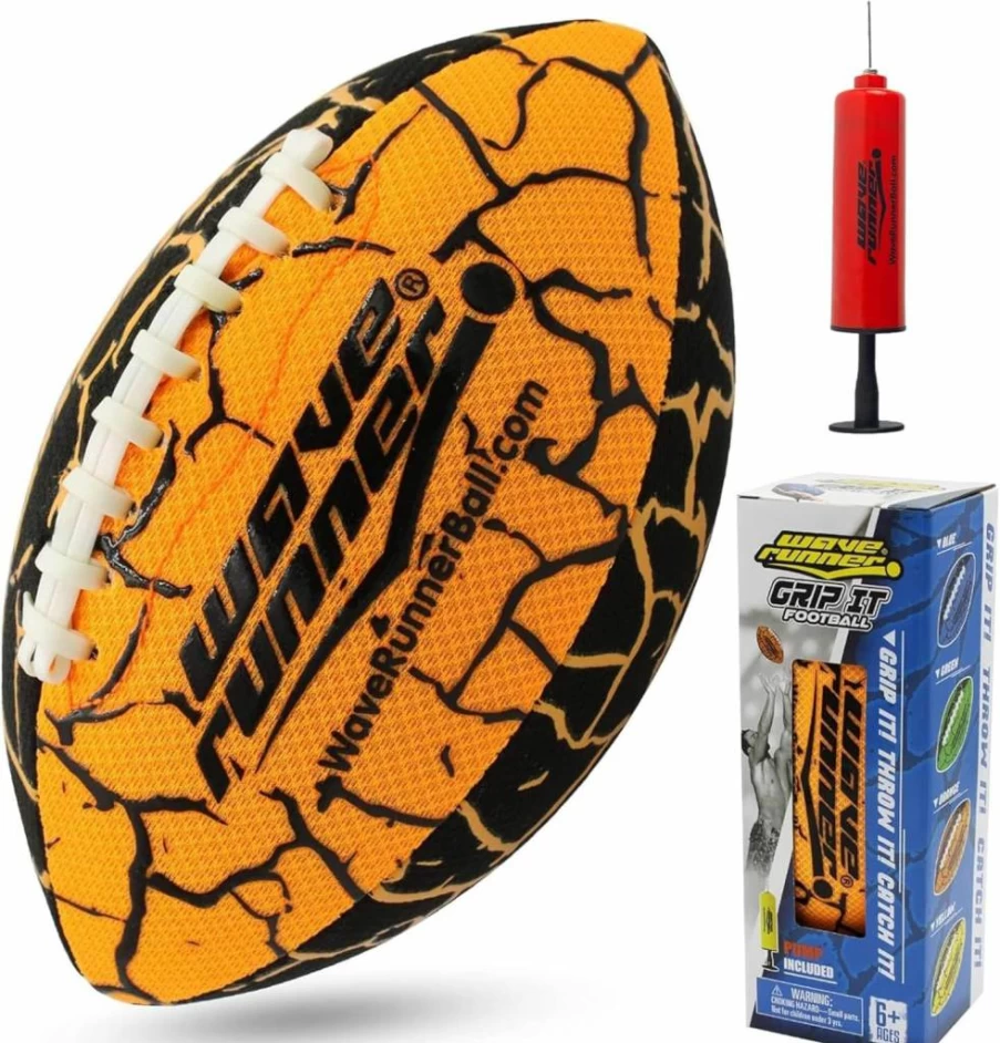 Wave Runner Water Football with Special Grip - 9.25In Lightweight All-Weather Pool & Beach Toy for Kids Outdoor Summer Games, Double Laced Design