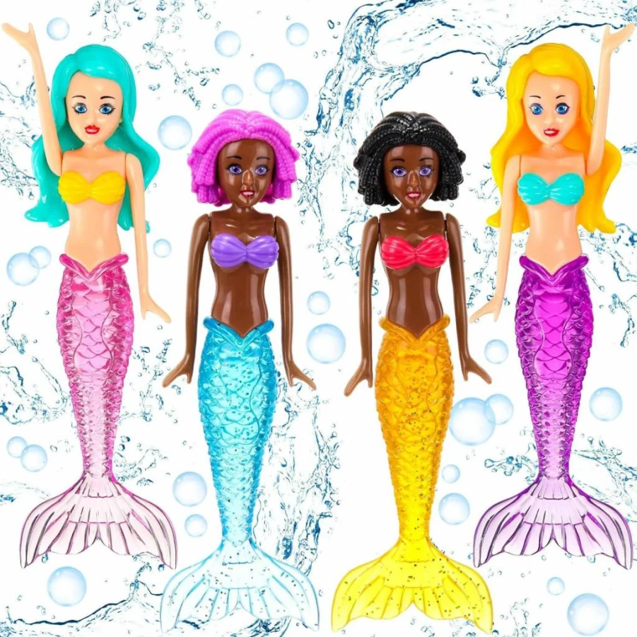 Civaner 4-Piece Mermaid Dive Toys for Kids & Adults - Colorful Pool Games for Swimming Fun, Novel Bath Toys for Boys, Girls, Teens