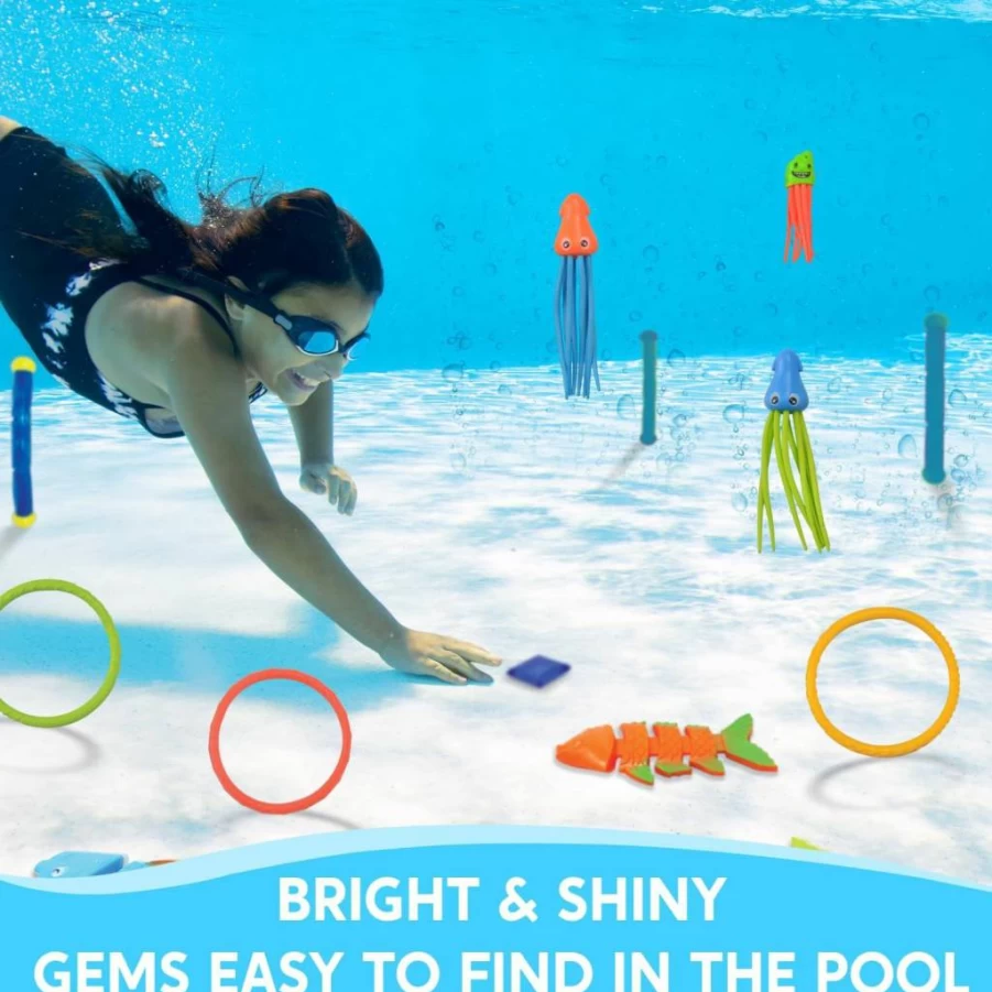 JOYIN 30-Piece Jumbo Pool Toys Set for Kids Ages 3-12, Swimming & Diving Fish Toys with Storage Bag, Summer Water Games for Outdoor Fun