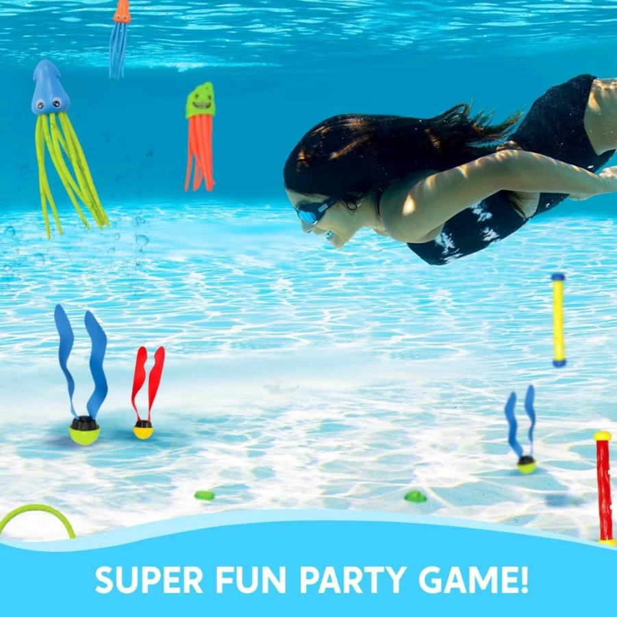 JOYIN 30-Piece Jumbo Pool Toys Set for Kids Ages 3-12, Swimming & Diving Fish Toys with Storage Bag, Summer Water Games for Outdoor Fun