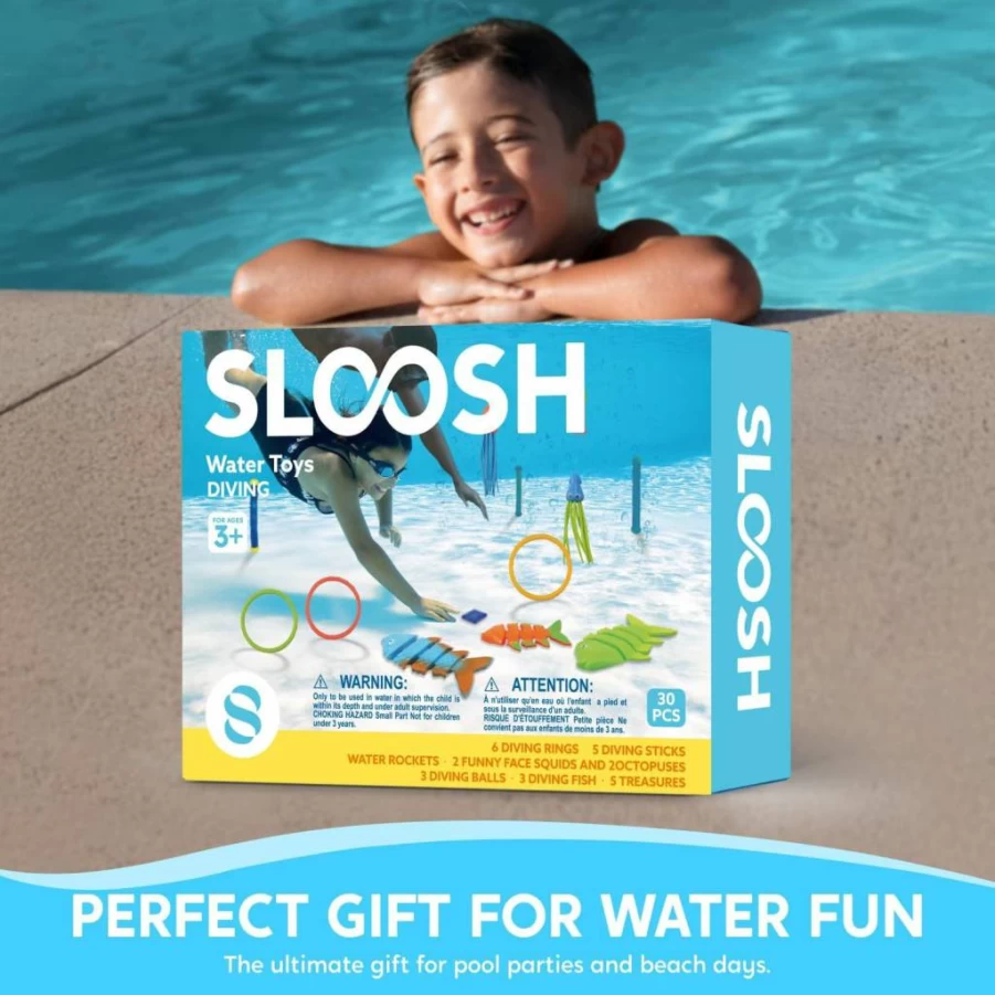 JOYIN 30-Piece Jumbo Pool Toys Set for Kids Ages 3-12, Swimming & Diving Fish Toys with Storage Bag, Summer Water Games for Outdoor Fun