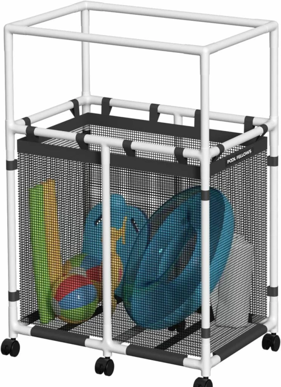 POOL FELLOWS 105 Gallon Mesh Storage Bin – Organizer for Pool Noodles, Toys, Floats & Swimming Equipment, Pro Style Pool Gear Holder