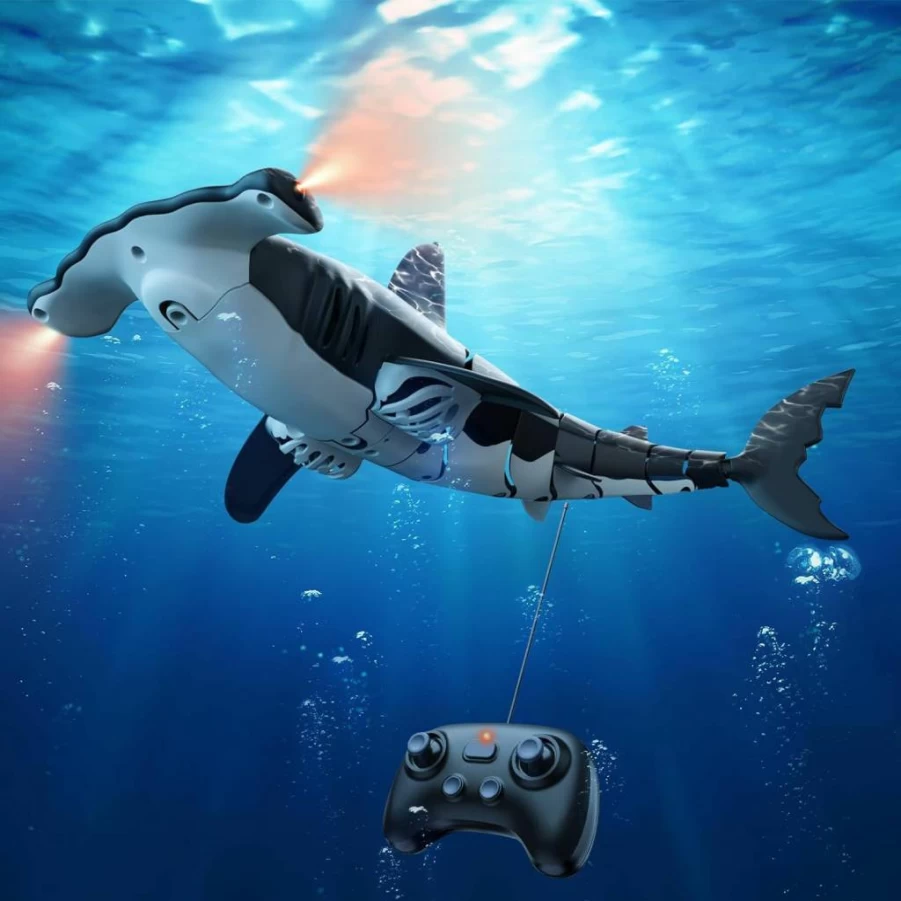 FYGURSO Remote Control Shark Toy for Kids - Realistic Swimming Pool & Bath Toy, Best Gift for Boys Girls Ages 6-12, Summer Water Games, Blue RC Aquatic Animal